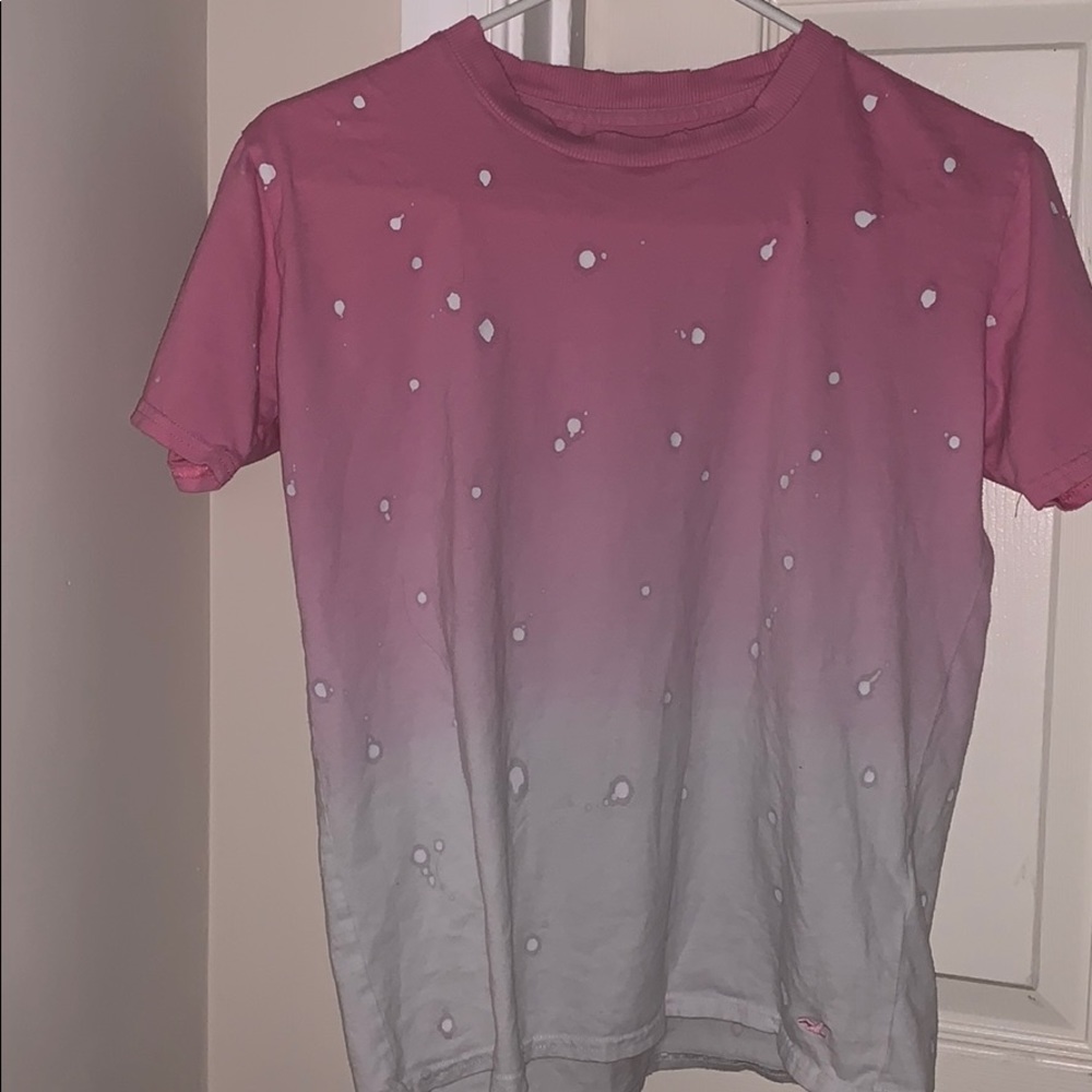pink ombré paint splatter shirt